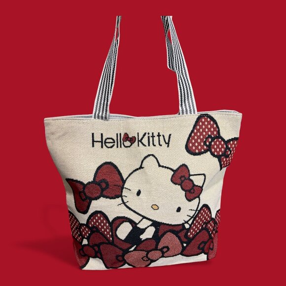 MISS KITTY CANVAS TOTE BAG WITH LIP SMACKER - Picture 2 of 5